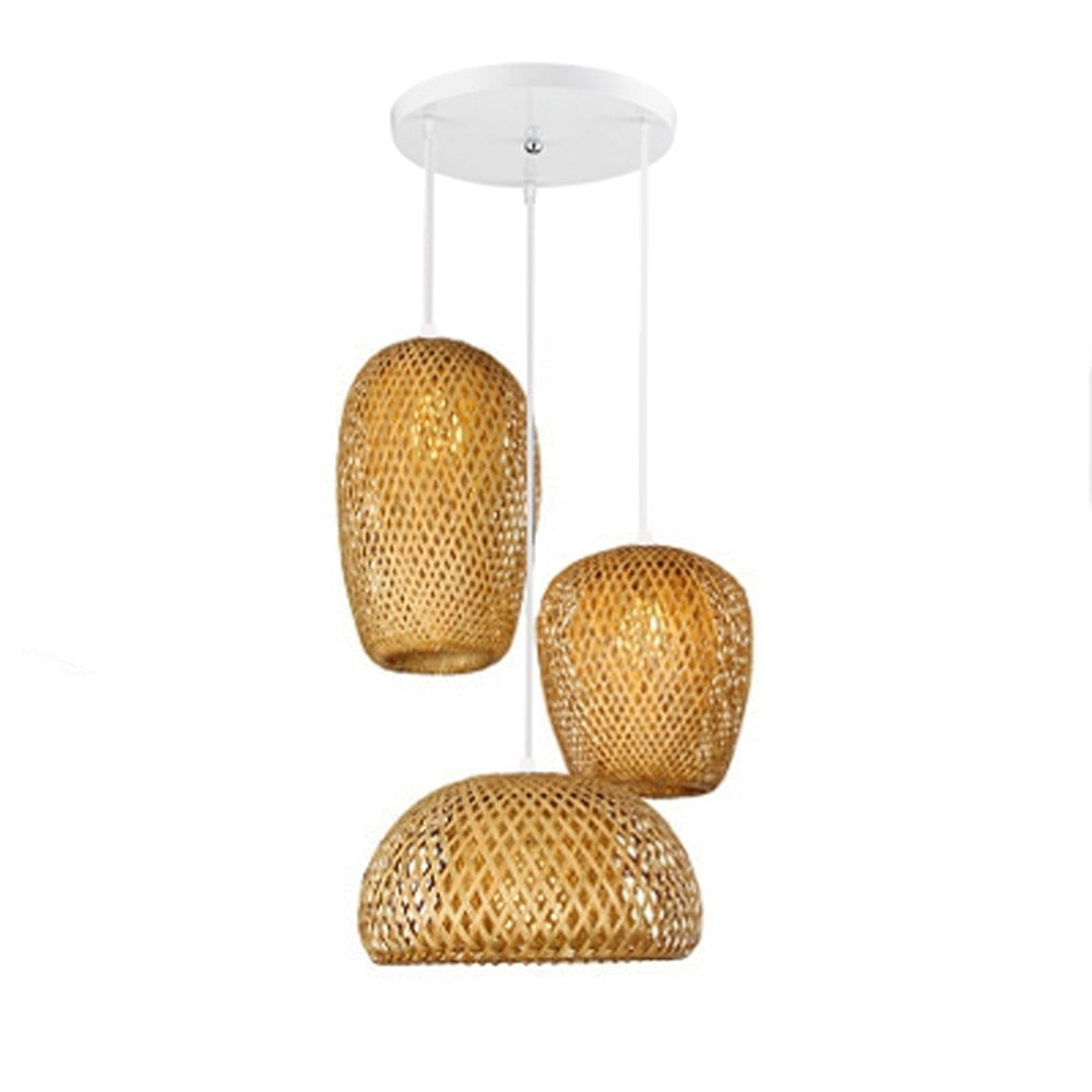 Chinese Hand Knitted Bamboo Pendant Lights Weaving Hanging Lamp Garden Restaurant Home Decor Lighting Fixtures - Statnmore-7861
