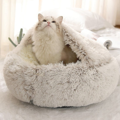 Super Soft Cat Bed House Warm Winter Cat Puppy Sleeping Beds Nest Long Plush Kitten Round Sofa Small Dogs Cat Kennel Anti Slip Handmade Pet Supplies - Statnmore-7861