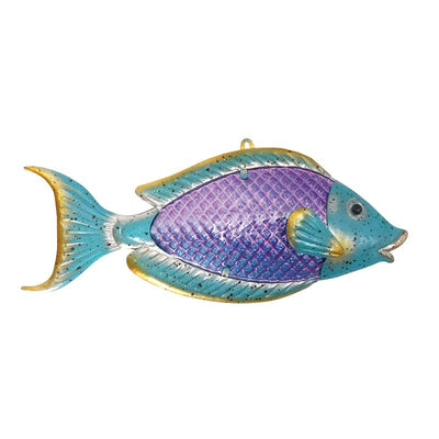 Metal Fish Wall Artwork for Garden Decoration Outdoor Fairy with Glass Fish for Garden Statues and Miniature Garden Sculptures Handmade Decorative Item - Statnmore-7861