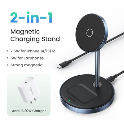 Magnetic Wireless Charging Stand 20W Max Power 2-in-1 Charging Stand For iPhone 14 Pro Max/iPhone 13/Air Pods