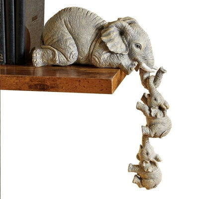 3pcs/set Cute Elephant Figurines Elephant Holding Baby Elephant Resin Crafts Home Furnishing Gift Handmade Home Decoration - Statnmore-7861