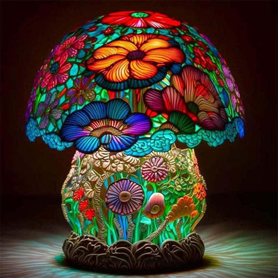 Vintage Stained Resin Mushroom Table Lamp
