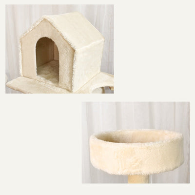 Cat House Multi story Wooden Cat Tree Tower Condos With Plush Cloth Cover Kitten Cats Sisal Scratchers Post And Pet Cat Bed Handmade Cat House - Statnmore-7861