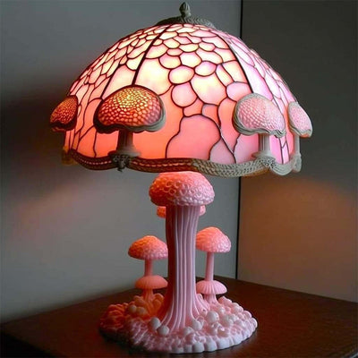 Vintage Stained Resin Mushroom Table Lamp