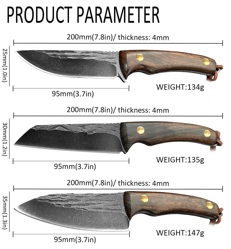 Handmade Forged Knife Kitchen knife Stainless Steel Full-Tang Butcher Boning Meat Cleaver Outdoor Hunting Camping Knife Handmade Knives - Statnmore-7861
