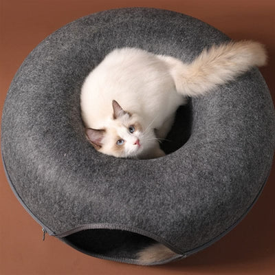 Donut Cat Bed Pet Cat Tunnel for Interactive Games