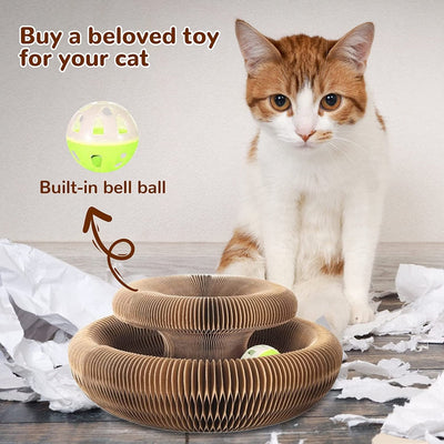 Magic Organ Cat Scratching Board-with a Toy Bell, Interactive Scratcher Cat Toy, Cat Grinding Claw Scratching Board, Foldable - Statnmore-7861