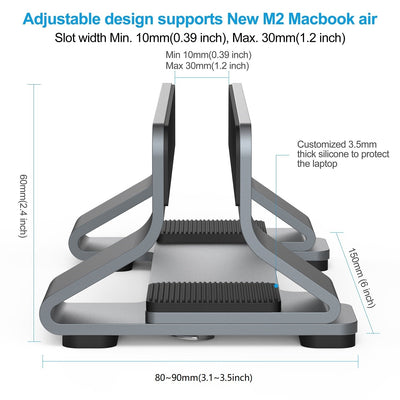 Tool-Free Adjustable Vertical Aluminum Laptop Stand Holder
