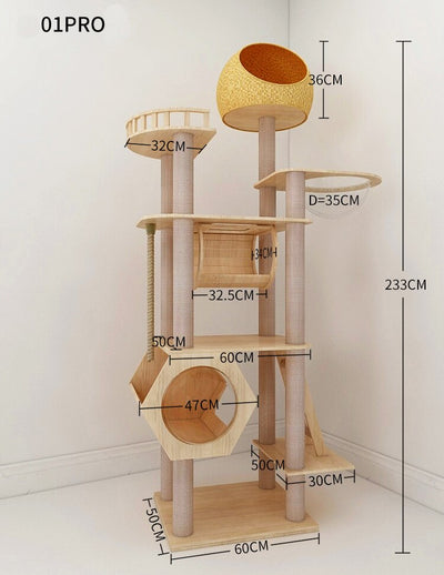 Pet Cat Tree Pet Climbing Scratcher Wood Cat Condo Furniture Tower Handmade Cat Toys Cat Tree - Statnmore-7861