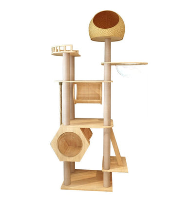 Pet Cat Tree Pet Climbing Scratcher Wood Cat Condo Furniture Tower Handmade Cat Toys Cat Tree - Statnmore-7861