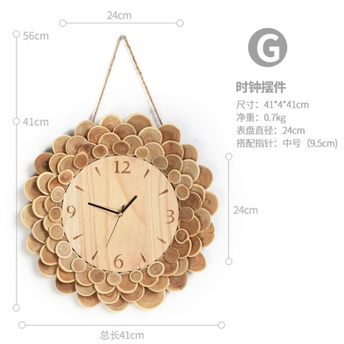 Handmade wooden household round clock pendant living room study office simple style exquisite decorative handicrafts wall clock - Statnmore-7861
