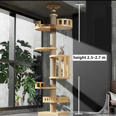 Cat Tree Floor to Ceiling Cat Tower Adjustable Kitten Multi-Level Condo With Scratching Post Pad Hammock Pet Cat Activity Center Cat Scratching post - Statnmore-7861