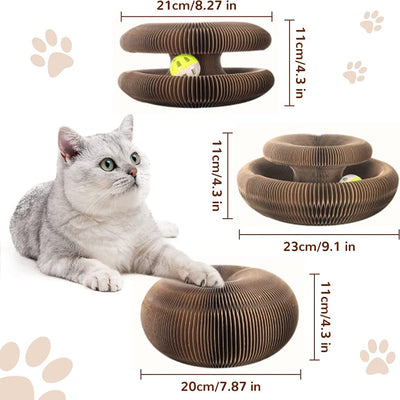Magic Organ Cat Scratching Board-with a Toy Bell, Interactive Scratcher Cat Toy, Cat Grinding Claw Scratching Board, Foldable - Statnmore-7861