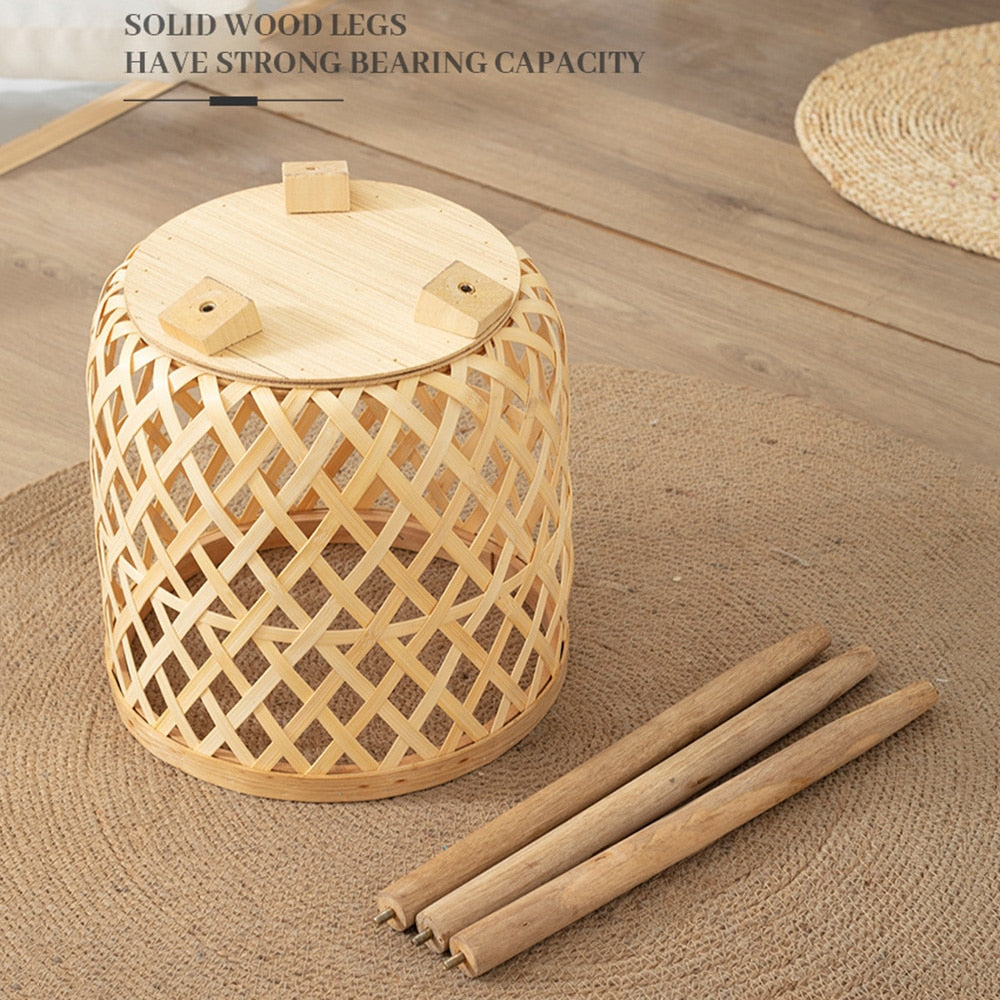 Handmade Bamboo Woven Flower Pot with Stand  Plant Flower Display Storage Stand DIY Storage Nursery Pots Home Decoration - Statnmore-7861