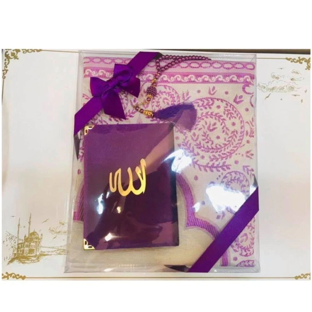 Prayer Rug Set 3 Piece Muslim Set Arabic Islamic Product Mevlüt Umrah Gift Sijadat | Prayer Rug | Yasini Şerif | 99 Beads Rosary - Statnmore-7861