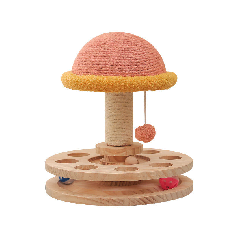 Solid Wood Turntable Cat Toy Sisal Grinding Claw Cat toy gift - Statnmore-7861